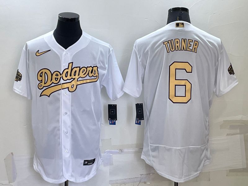 Men Los Angeles Dodgers #6 Turner White 2022 All Star Elite Nike MLB Jersey